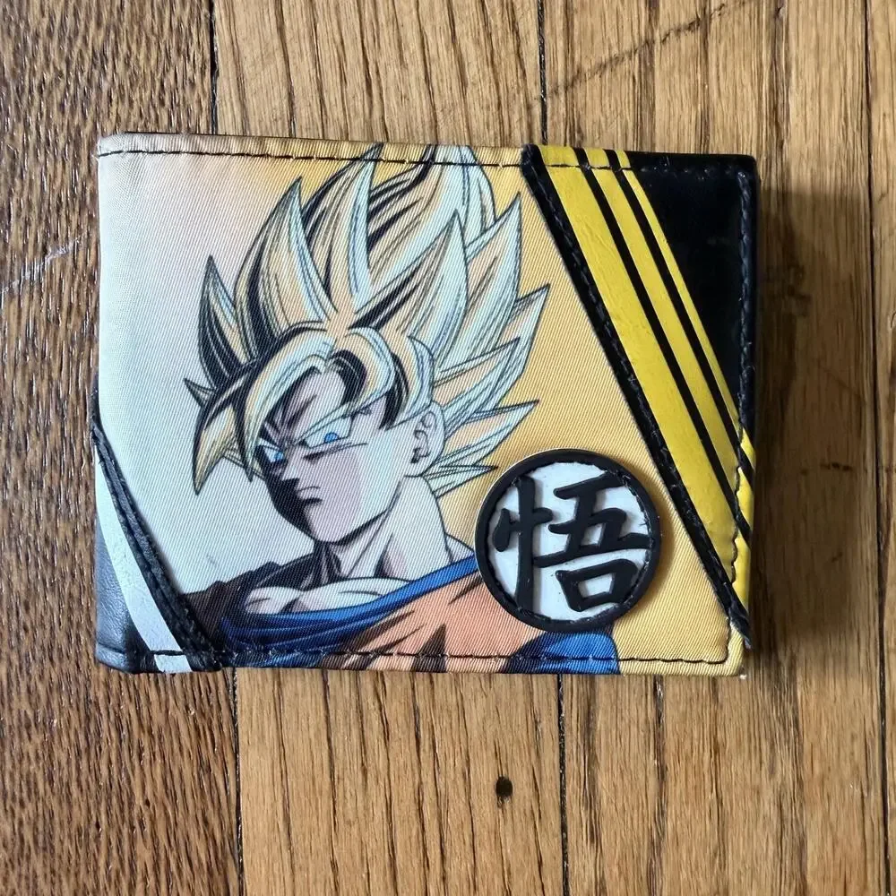 Bioworld DragonballZ Wallet Mens Goku Bifold Faux Leather Black Yellow